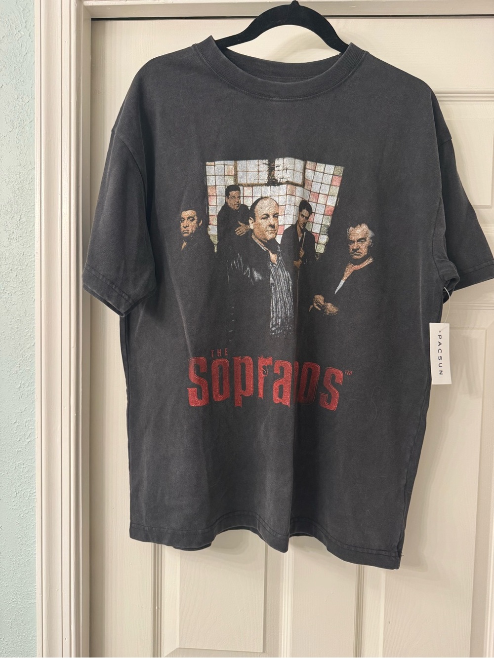 PacSun Black Sopranos Cast Graphic Tee with Red Logo
